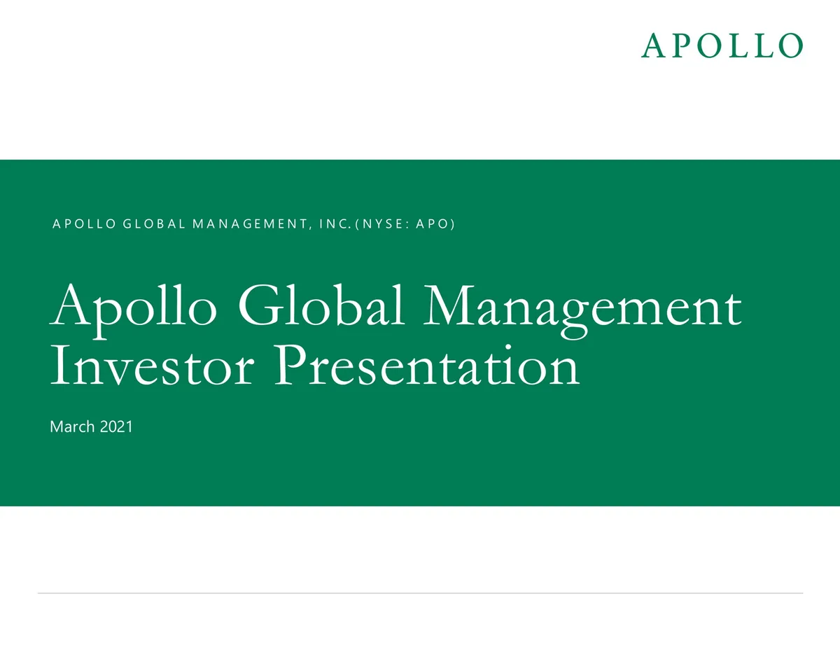 Apollo Global Management | Investor Presentation Deck | 30 slides · slide 1