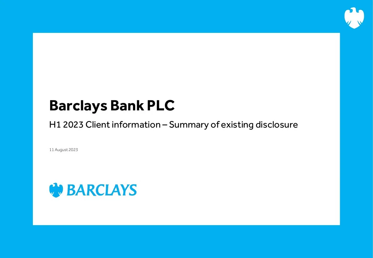 Barclays Bank PLC H12023 Client Information · slide 1