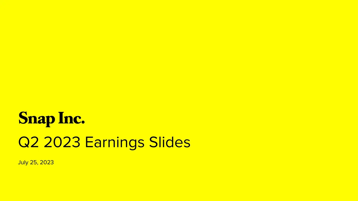 Snap Inc | Results Presentation Deck | 20 slides · slide 1