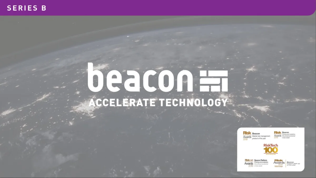 The slide uses a background image of Earth from space. The bottom right corner contains a collection of industry award logos.