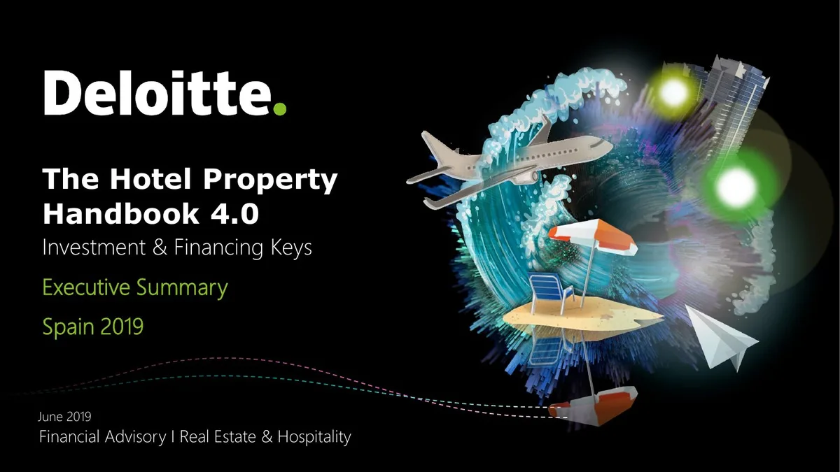 Includes stylized graphic representing travel and hospitality.