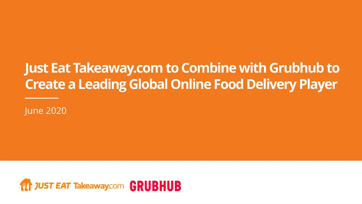 Just Eat Takeaway.com | Mergers and Acquisitions Presentation Deck | 31 slides · slide 1
