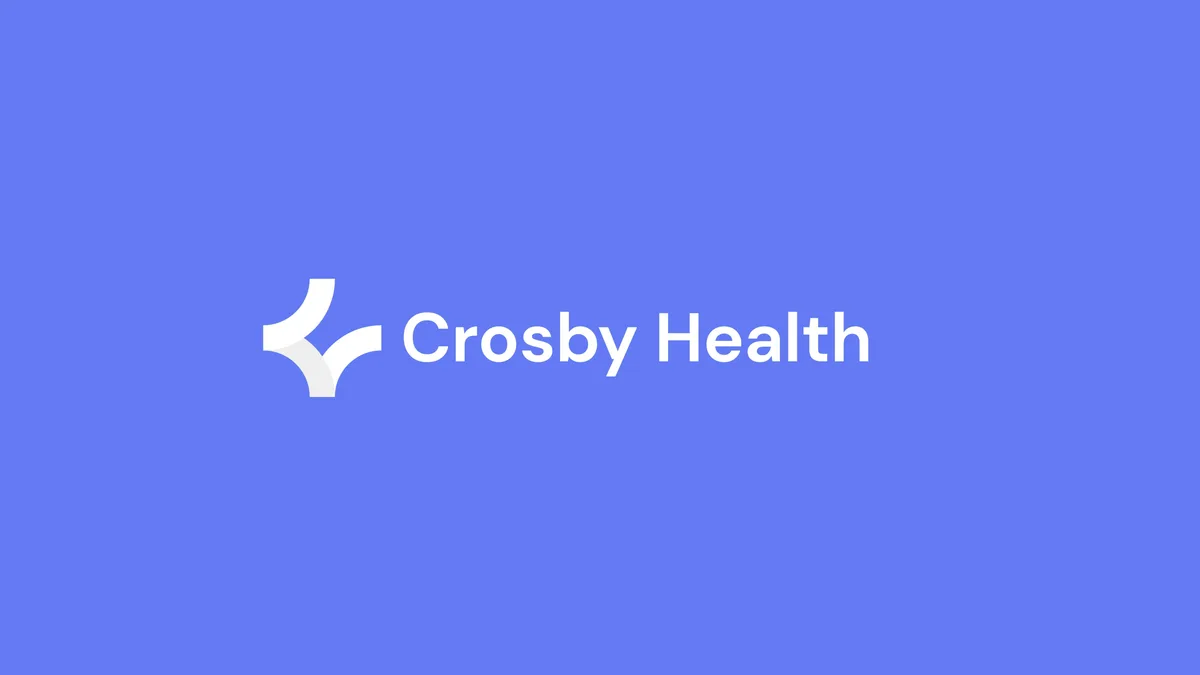 Pitch deck for AI healthtech startup Crosby Health's pre-seed round · slide 1