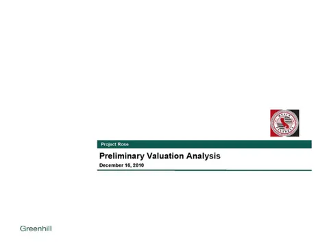 Greenhill Wesco Financial Presentation Dec 2010