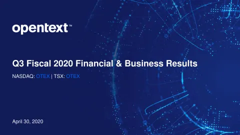 OpenText | Results Presentation Deck | 27 slides