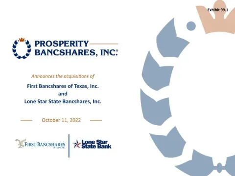 Prosperity Bancshares | Mergers and Acquisitions Presentation Deck | 15 slides
