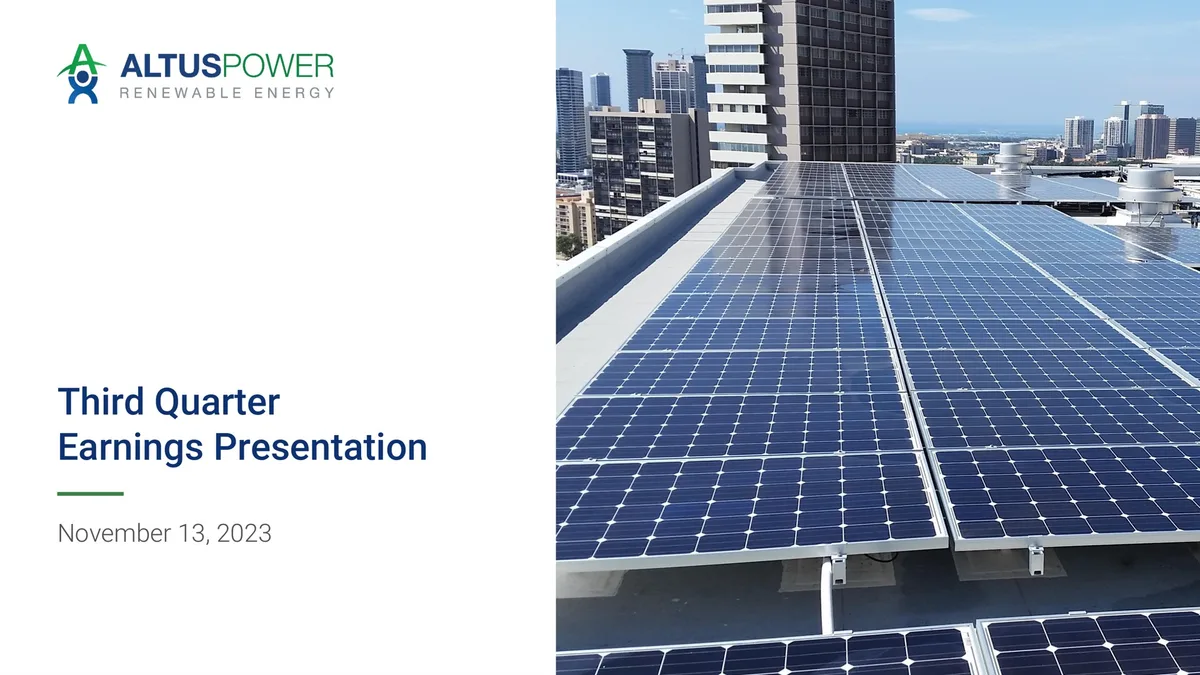 Altus Power | Results Presentation Deck | 20 slides · slide 1