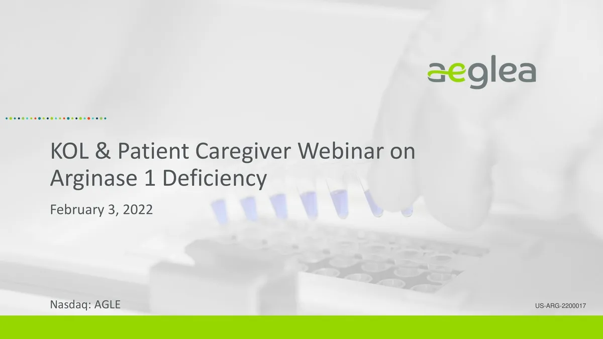 Aeglea BioTherapeutics | Investor Presentation Deck | 33 slides · slide 1