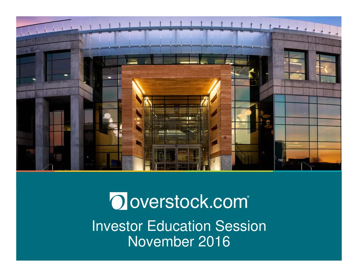 Overstock | Investor Event Presentation Deck | 21 slides · slide 1