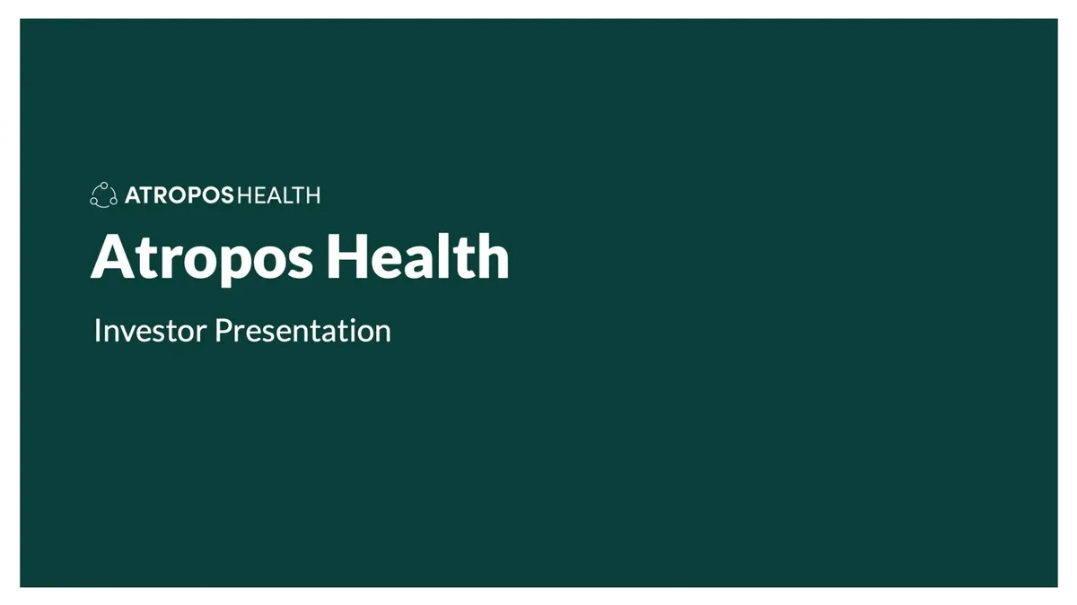 Pitch deck that got Atropos Health $33 million for its generative AI · slide 1