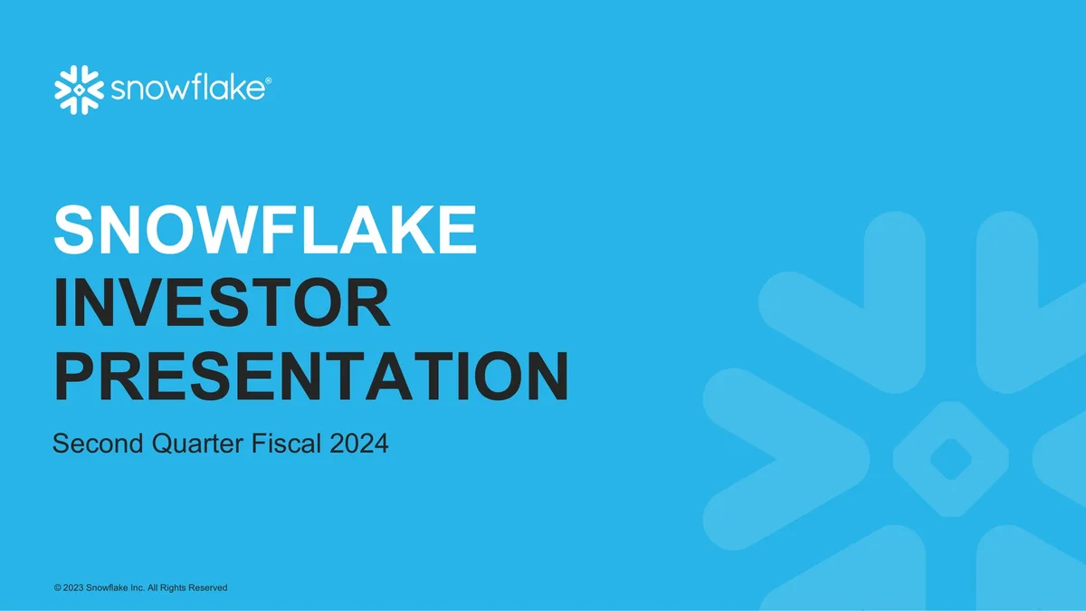 Snowflake | Results Presentation Deck | 38 slides · slide 1