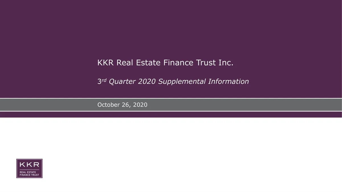 KKR Real Estate Finance Trust | Results Presentation Deck | 24 slides · slide 1