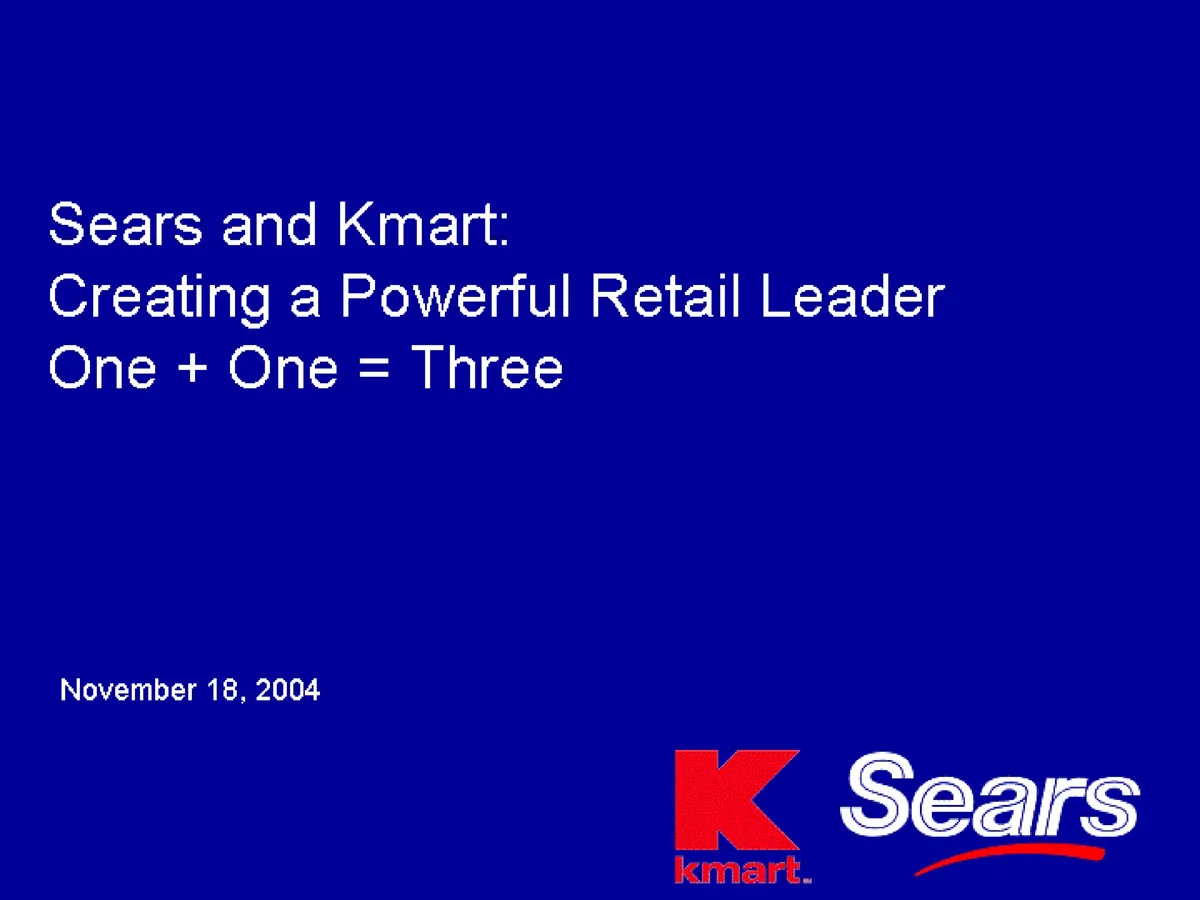 The 'One + One = Three' tagline implies synergy value creation.