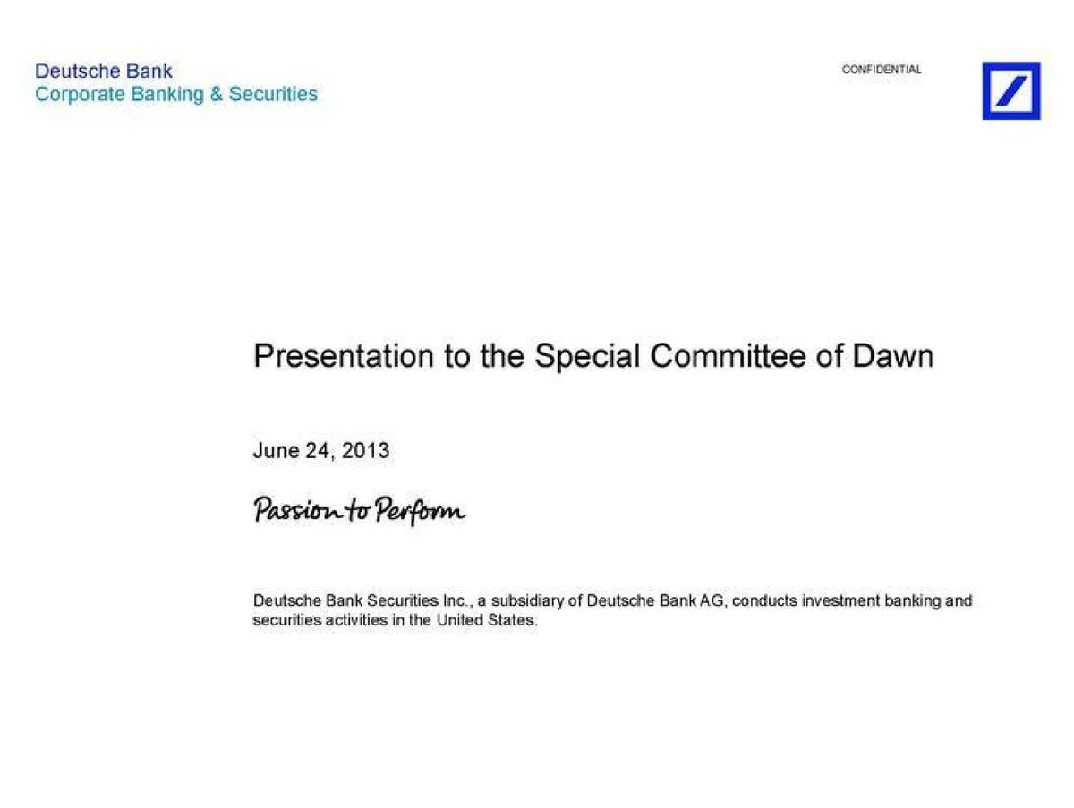 Deutsche Bank | Investment Banking Pitch Book | 30 slides · slide 1