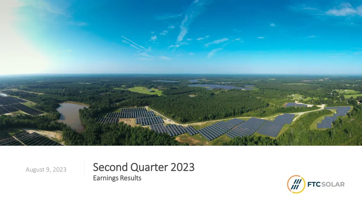 FTC Solar | Results Presentation Deck | 12 slides · slide 1