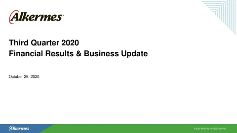 Alkermes | Results Presentation Deck | 12 slides