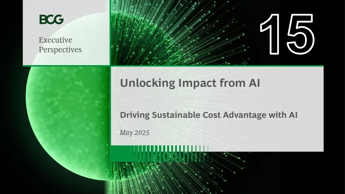 2025 Executive Perspectives Unlocking Impact from AI Driving Sustaingable Cost Advantage with AI · slide 1