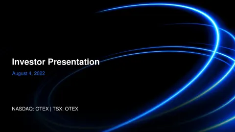 OpenText | Investor Presentation Deck | 56 slides