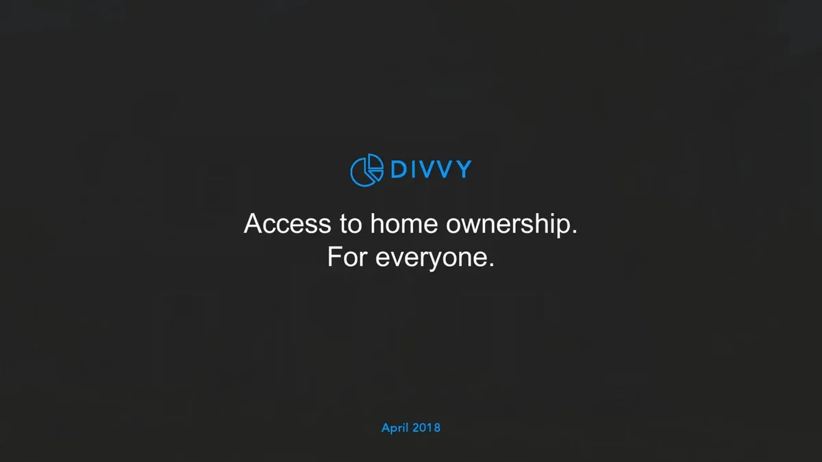 Here's the investor deck that helped the real-estate startup Divvy raise a $30 million series A led by Andreessen Horowitz · slide 1