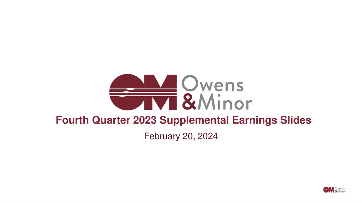 Owens&amp;Minor | Results Presentation Deck | 3 slides · slide 1