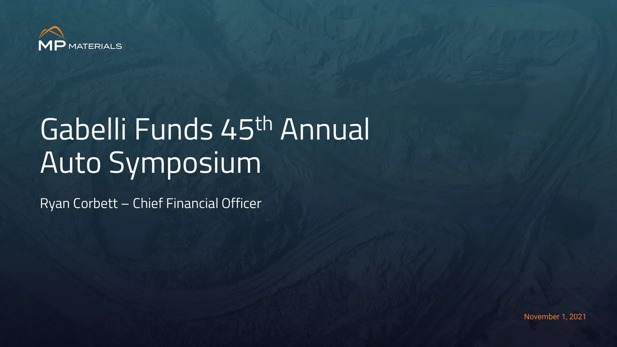 MP Materials | Investor Conference Presentation Deck | 30 slides · slide 1