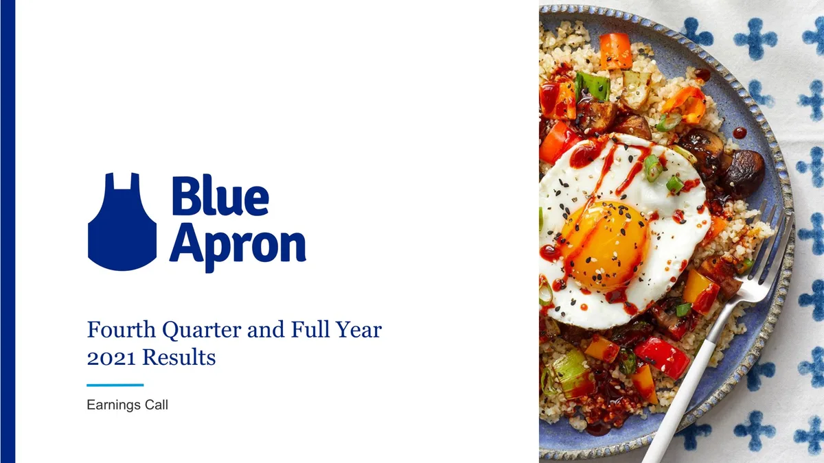 Blue Apron | Results Presentation Deck | 22 slides · slide 1