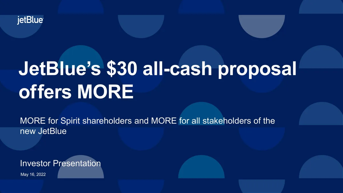 jetBlue | Mergers and Acquisitions Presentation Deck | 37 slides · slide 1