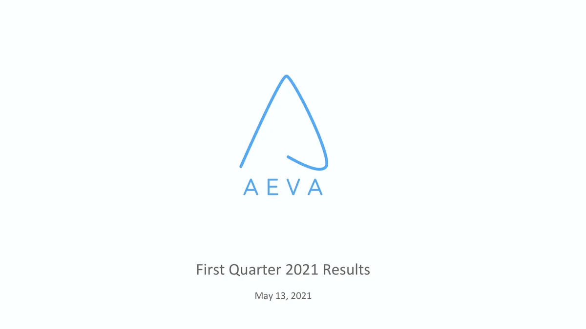 Aeva | Results Presentation Deck | 28 slides · slide 1