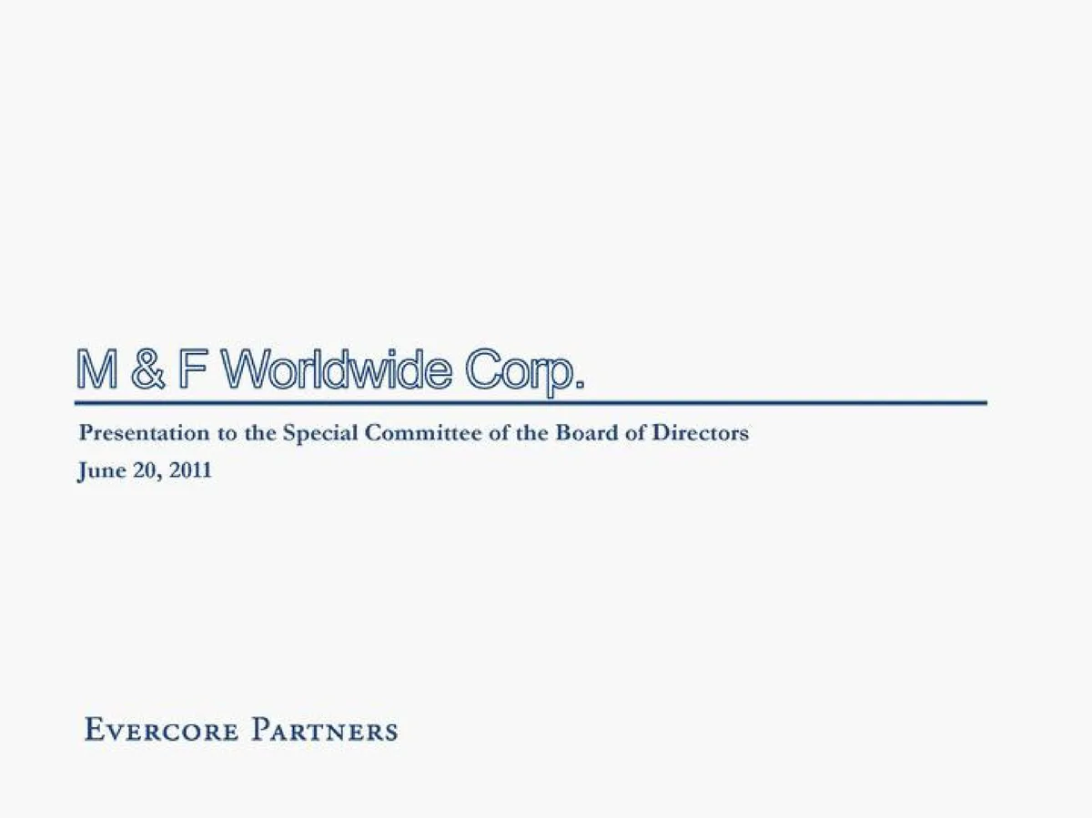 Evercore | Investment Banking Pitch Book | 31 slides · slide 1