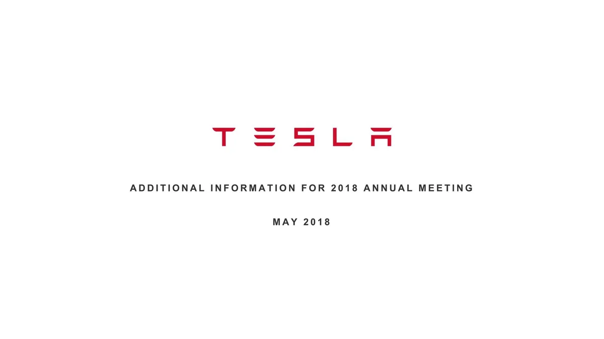 Tesla | Shareholder Engagement Presentation Deck | 7 slides · slide 1