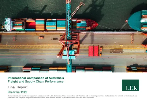 International Comparison of Australia’s Freight and Supply Chain Performance