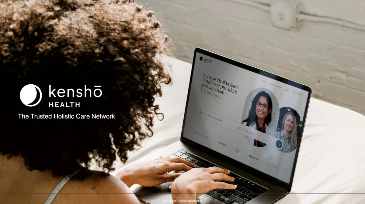 The slide uses a screenshot of the product as the primary visual element.