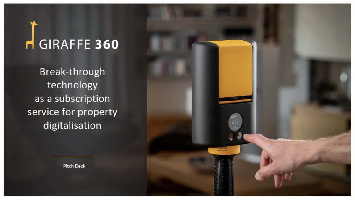 Check out the pitch deck camera subscription startup Giraffe360 used to raise $4.5 million to disrupt property photography · slide 1