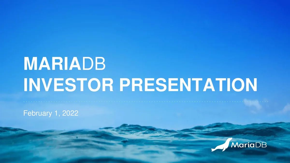MariaDB | SPAC Presentation Deck | 46 slides · slide 1