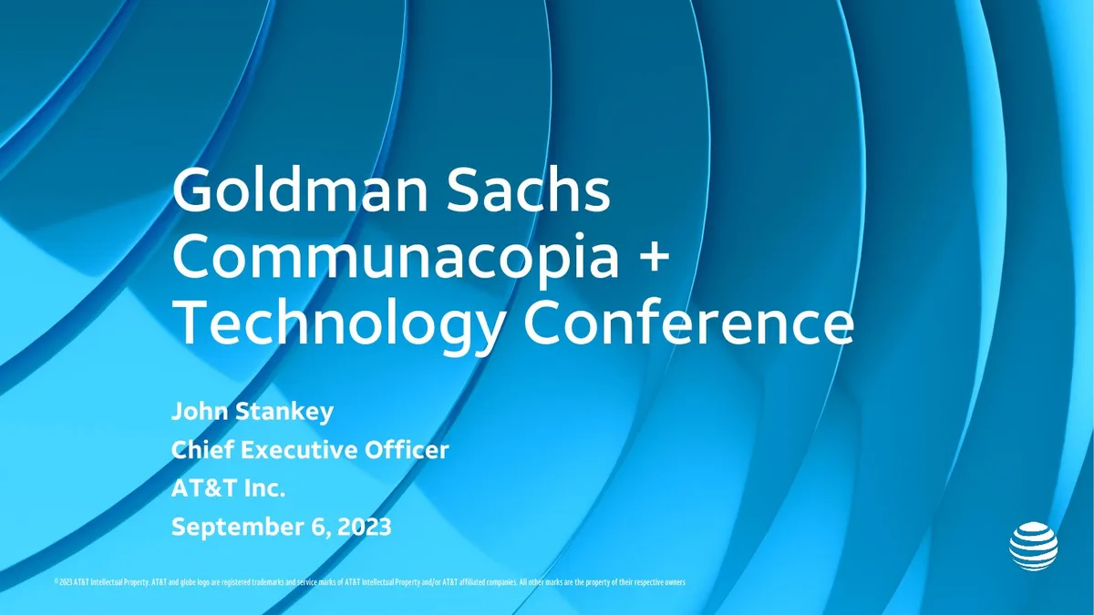 GOLDMAN SACHS COMMUNICOPIA &amp; TECHNOLOGY CONFERENCE · slide 1