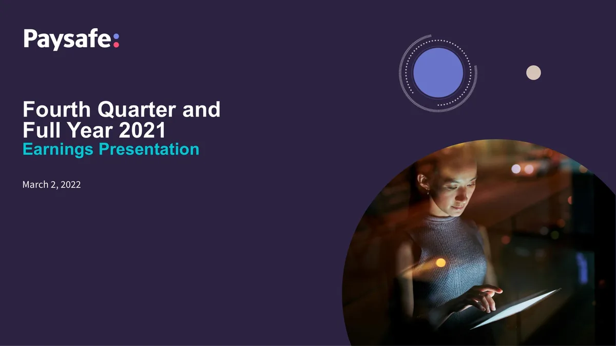 Paysafe | Results Presentation Deck | 29 slides · slide 1