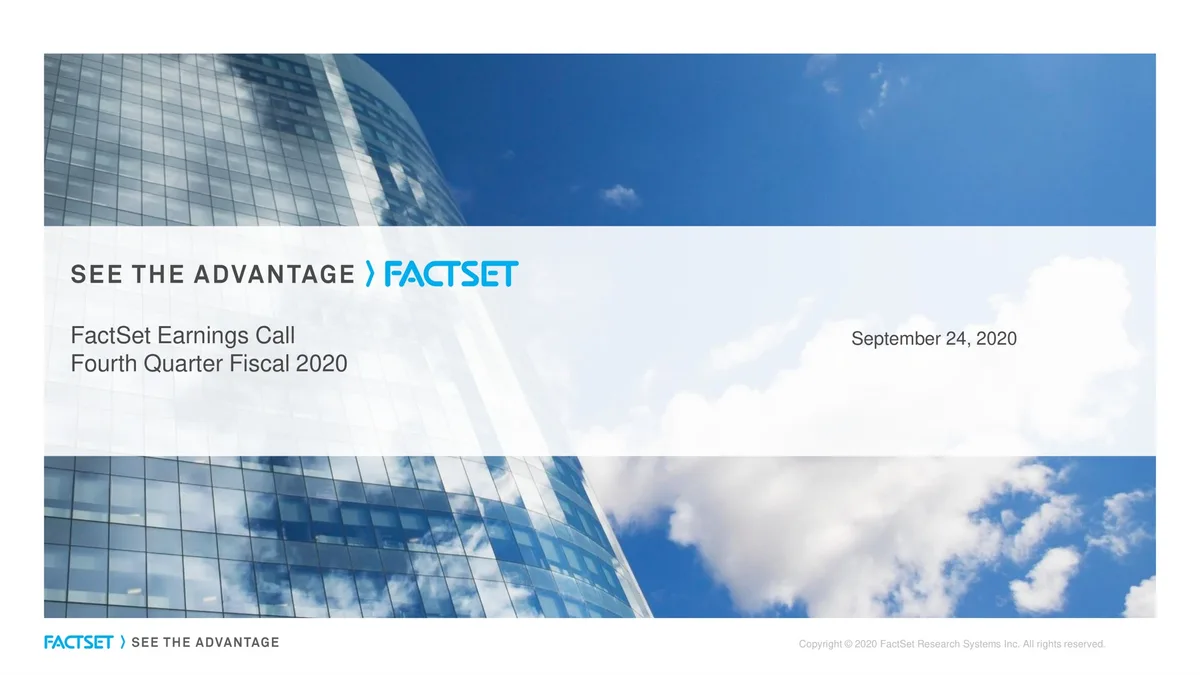 Factset | Results Presentation Deck | 21 slides · slide 1
