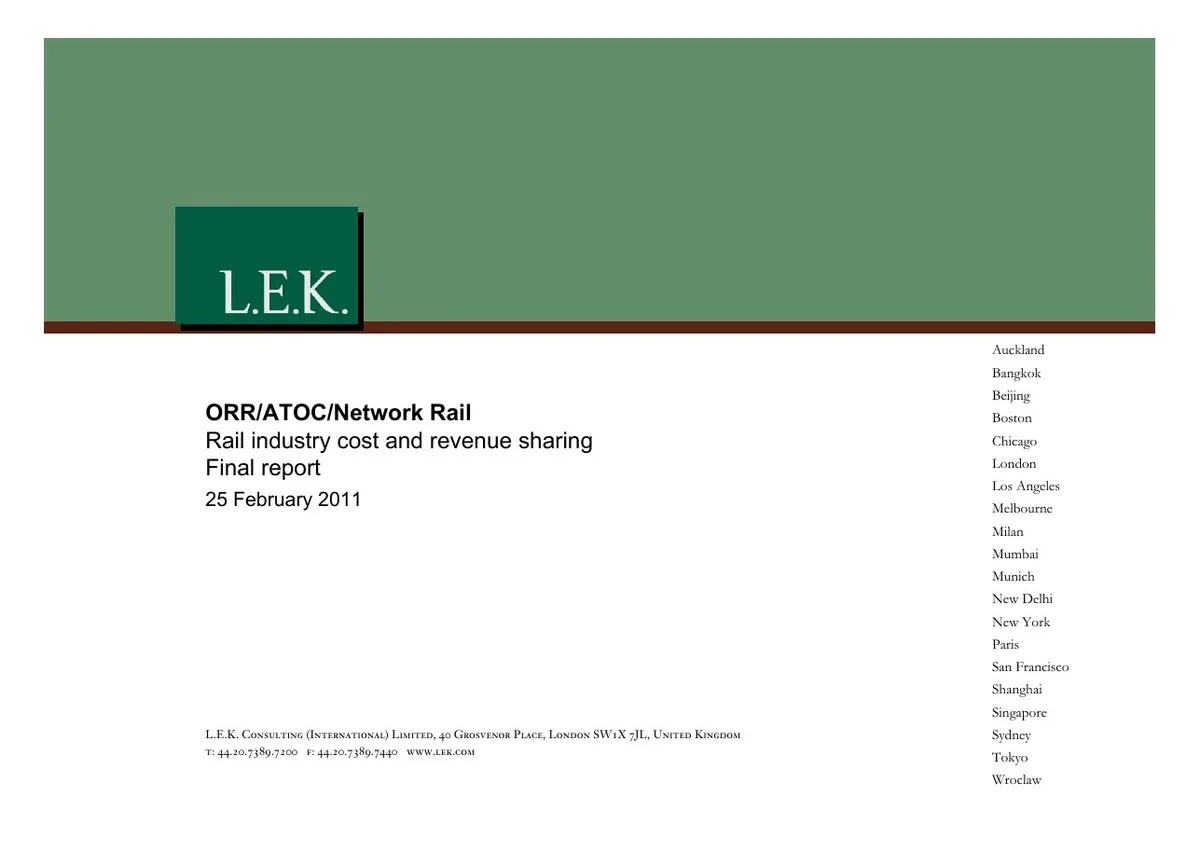 Rail industry cost and revenue sharing (2011) · slide 1