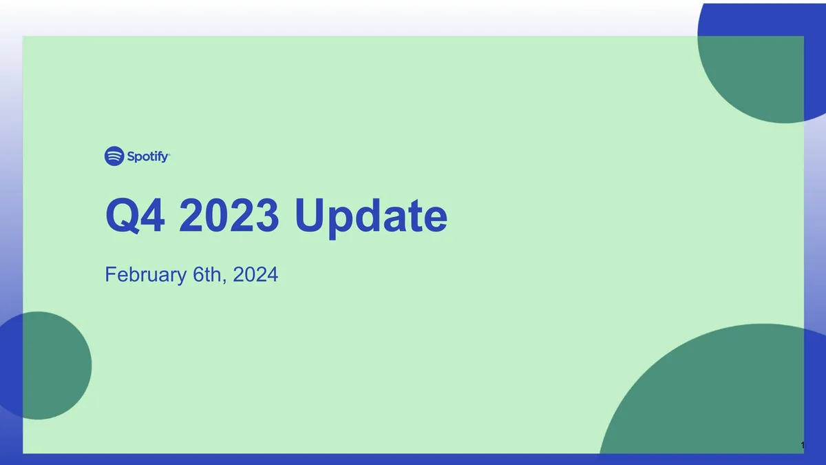 Spotify | Results Presentation Deck | 34 slides · slide 1