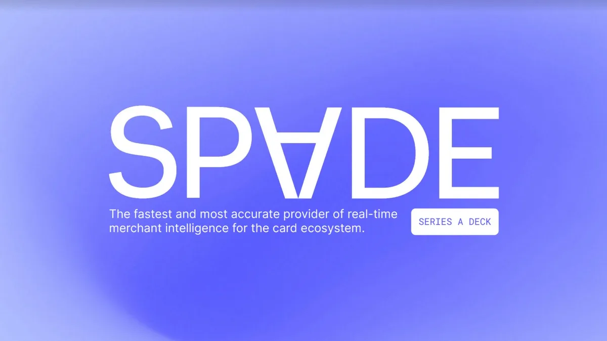 Fintech Spade's Series A pitch deck used to raise $10 million · slide 1