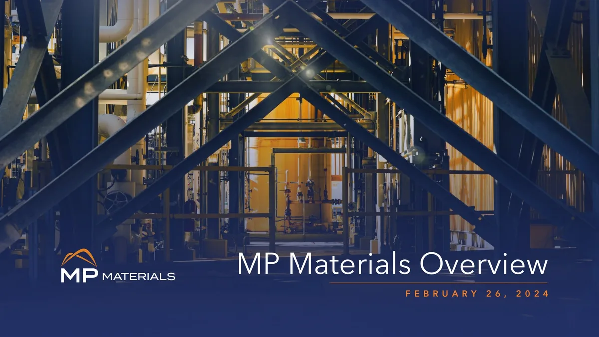 MP Materials | Investor Presentation Deck | 13 slides · slide 1