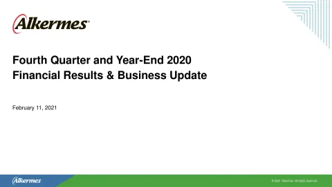 Alkermes | Results Presentation Deck | 15 slides