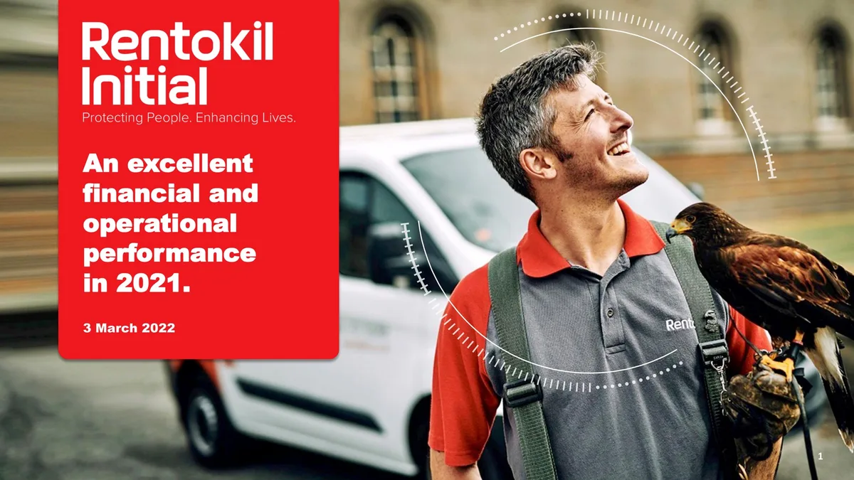 Includes company logo, tagline, date, and a thematic photograph of a technician with a bird of prey.