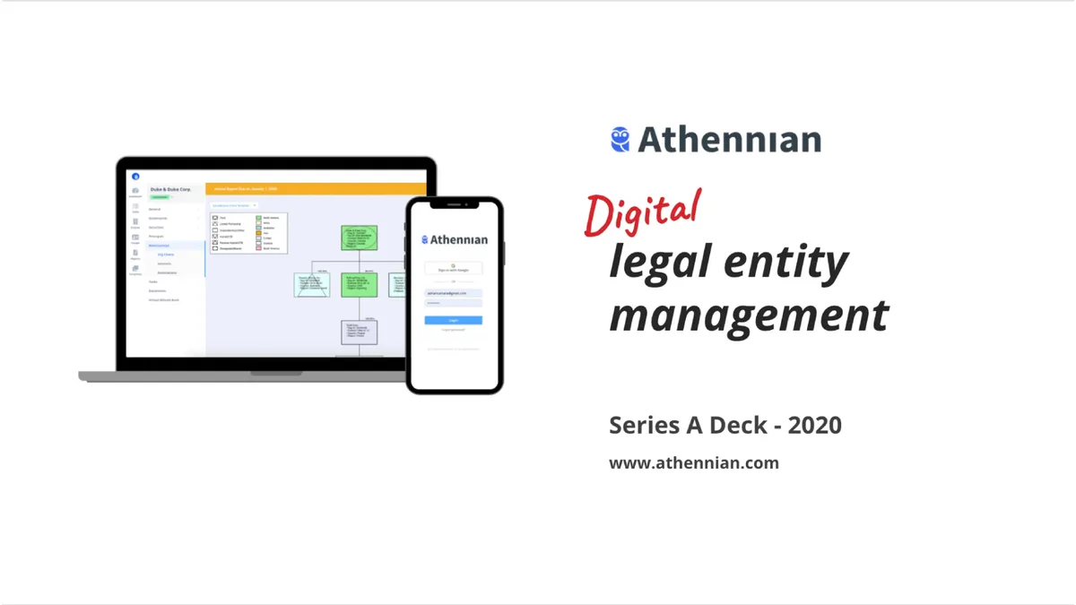 Here's the small but mighty pitch deck that nearly doubled legal tech Athennian's Series A to $12 million. · slide 1