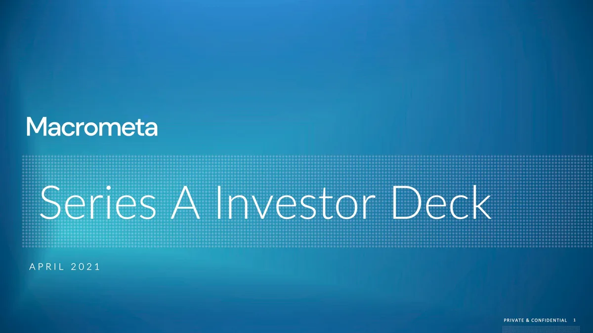 Read the pitch deck cloud startup Macrometa used to raise a $20 million Series A round to build the 'Snowflake of the edge' · slide 1