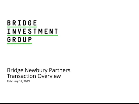 Bridge Investment Group | SPAC Presentation Deck | 16 slides