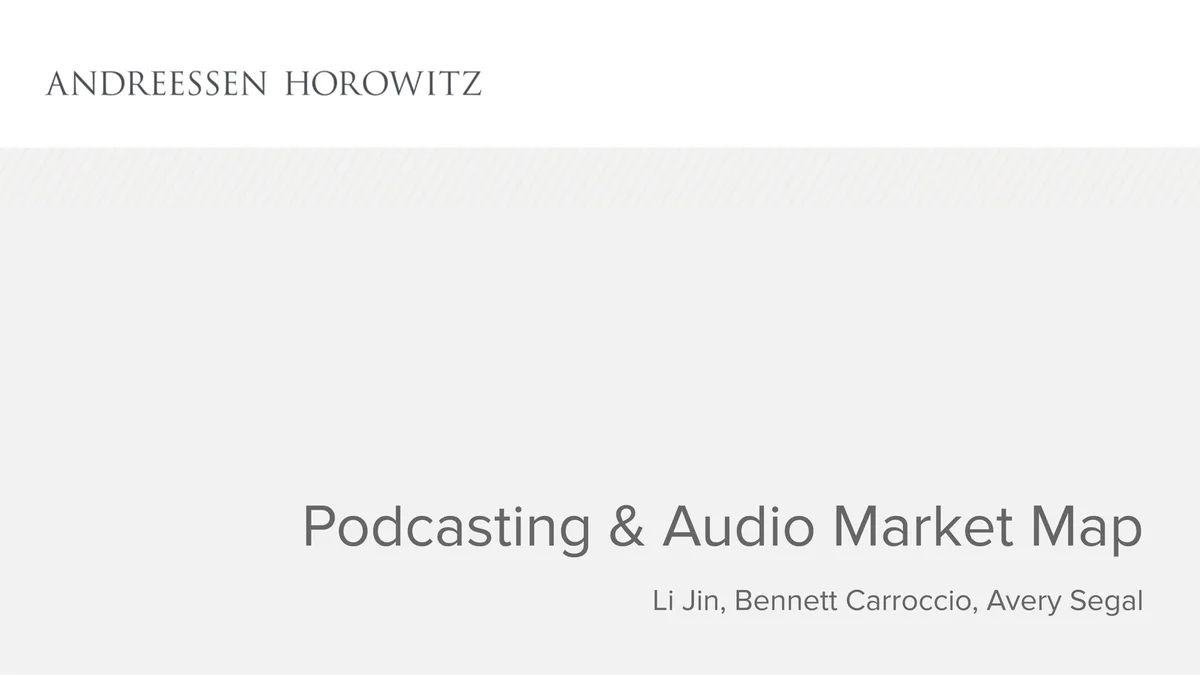 a16z | Market Presentation Deck | 68 slides · slide 1