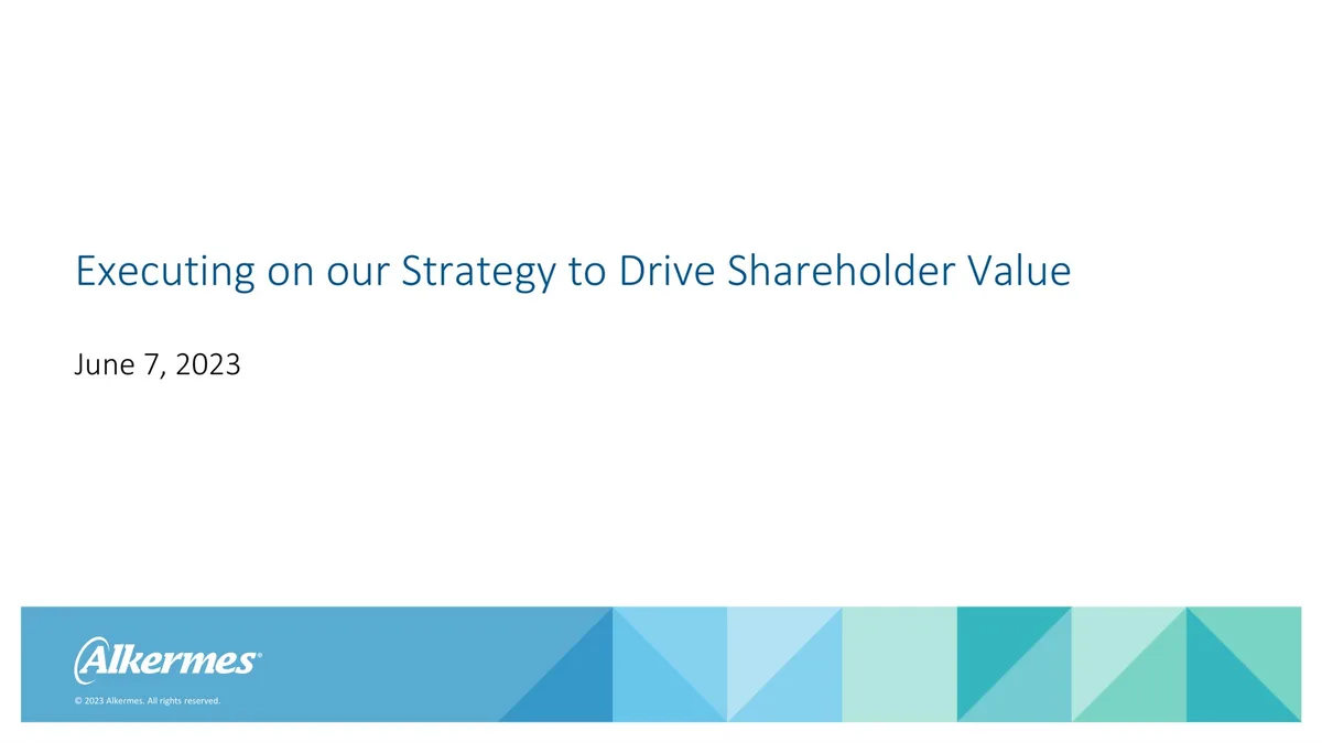 Alkermes | Investor Presentation Deck | 56 slides · slide 1