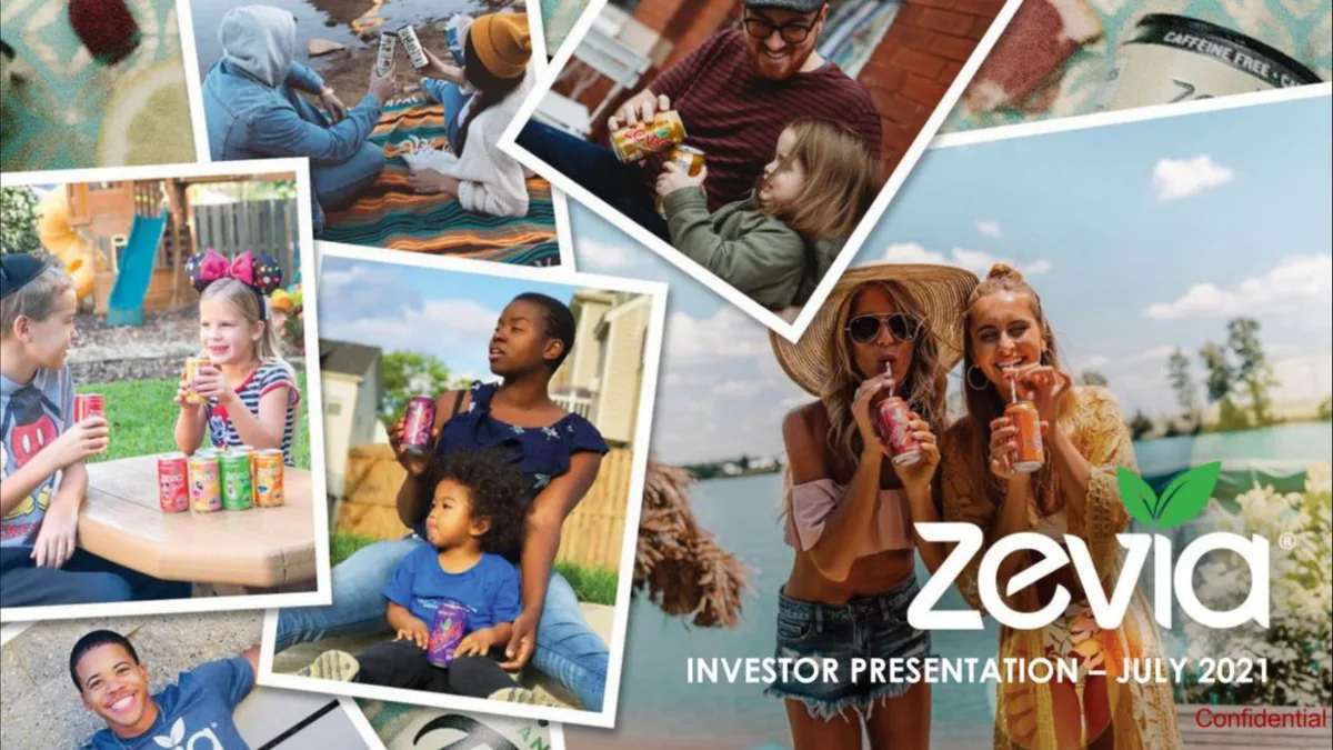 Collage of lifestyle photos showing people drinking Zevia products.