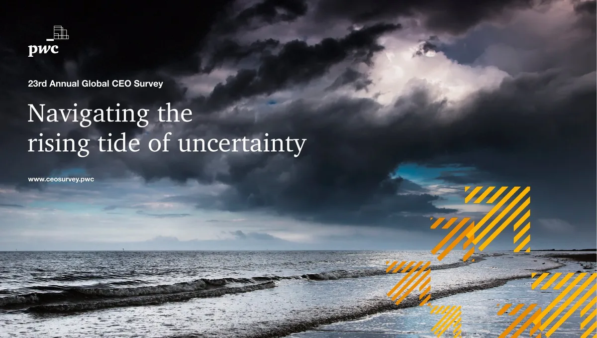 The slide uses a metaphorical image of a stormy sea to represent uncertainty.